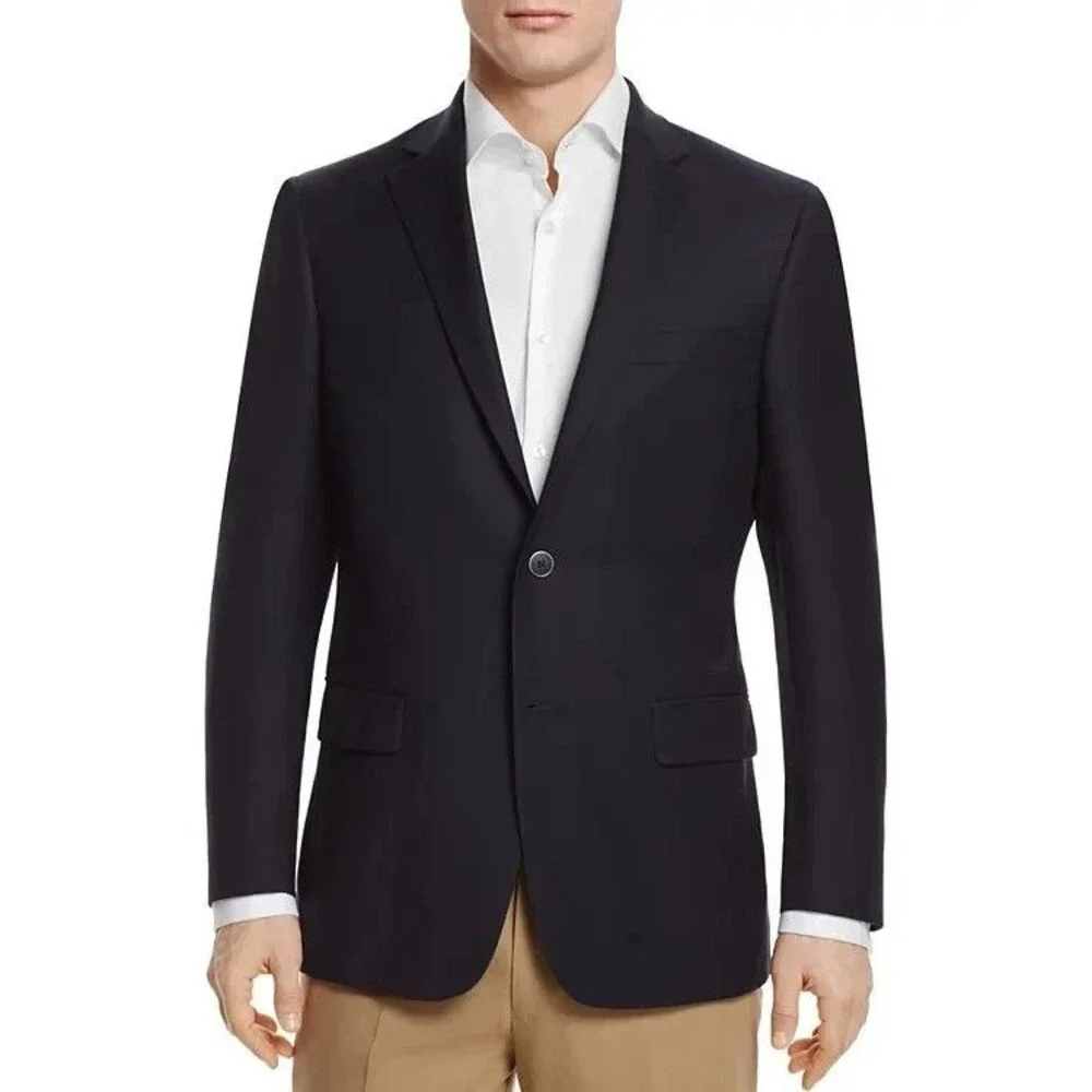 HART SHAFFNER MARX Chicago Mens Blazer Sport Coat Jacket 40L Black Wool Brass